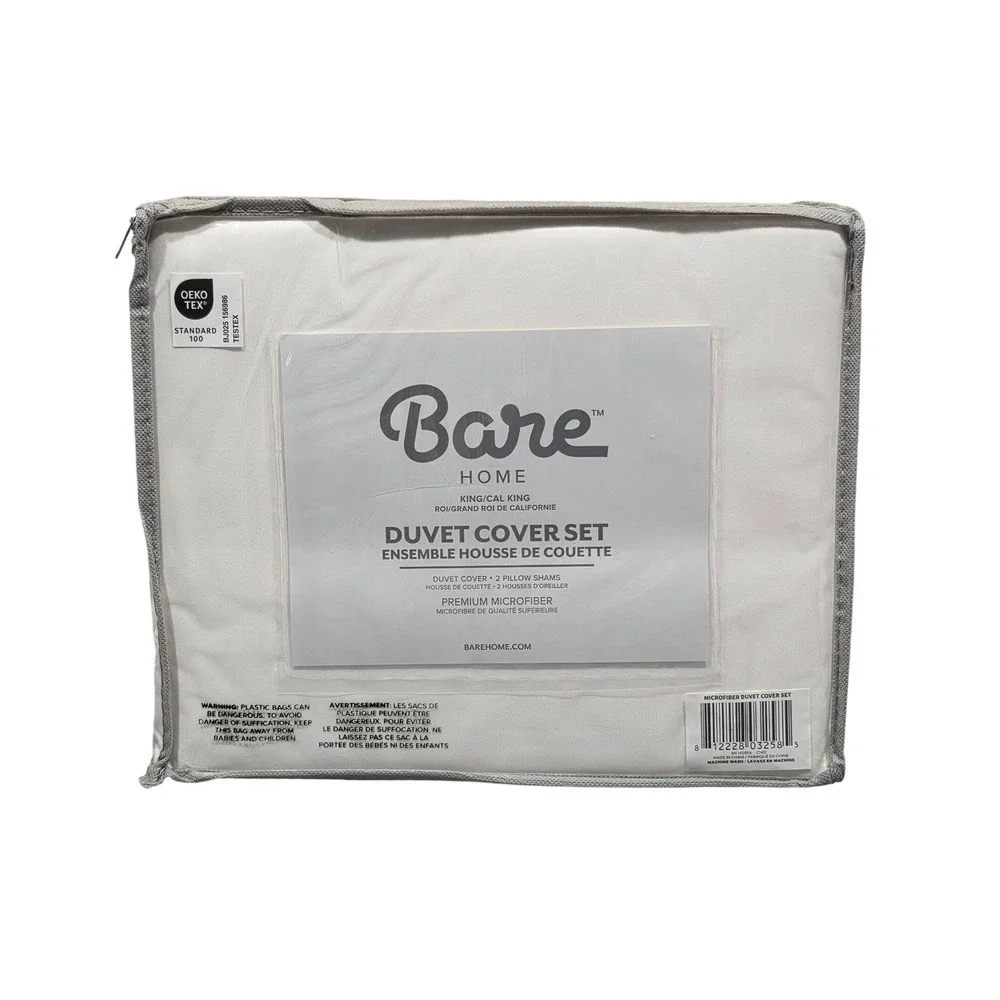 Bare Home Duvet Cover Set King Cal King Cream Premium Microfiber 3 Piece NEW